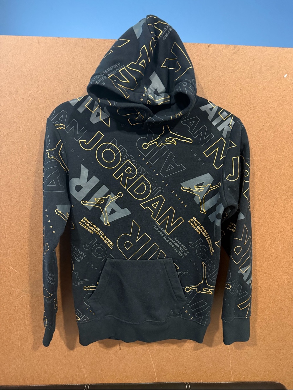 Air Jordan Black & Gold kids Logo Pullover Hoodie L 12/13 yrs